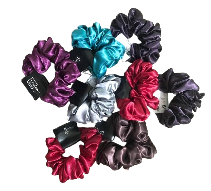 Pack of 4, Best Silk Scrunchies Hair Pony High Quality Silk For Women And Girls, Random Colors available