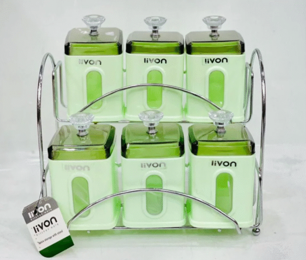 Livon Spice Jar Set 6-Pcs with Steel Stand