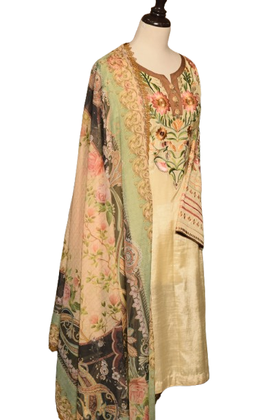 Silk 3 pc Stitched Suit