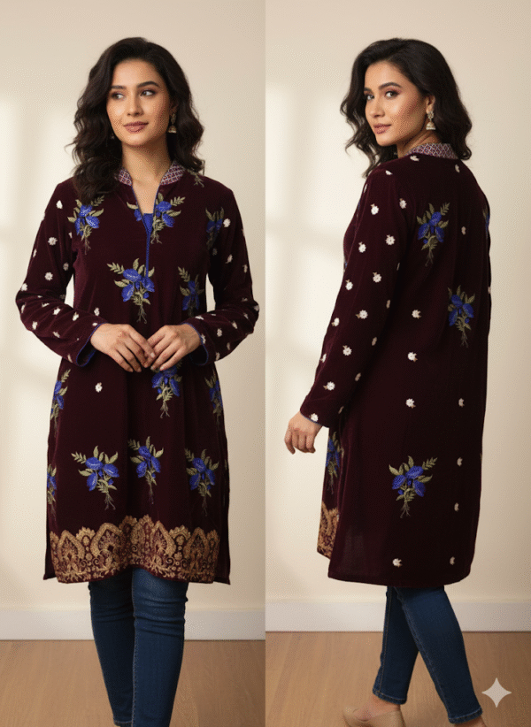 VELVET EMBROIDERED SHIRT