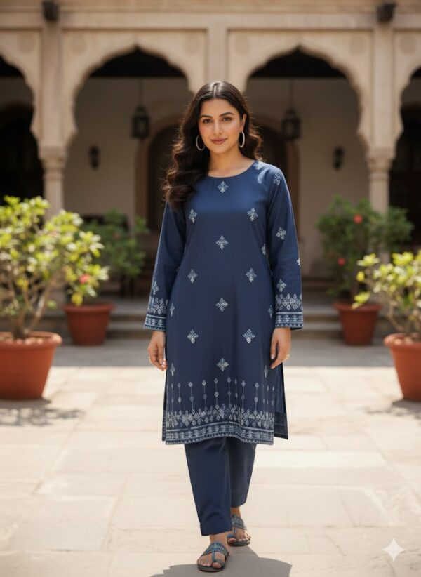 Khaddar Suit | 2pc | Stitched Blue Suit